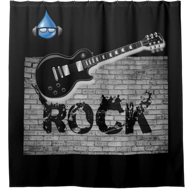 Rock Music guitar black showercurtain Shower Curtain (Front)