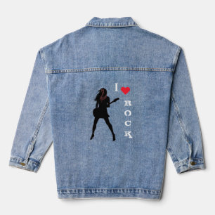 Rock Music Guitar Player Woman Denim Jacket