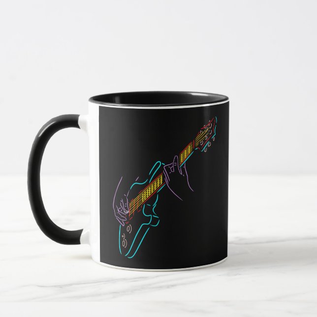 Rock Music. Guitarist. Electric Bass Guitar. Band Mug (Left)