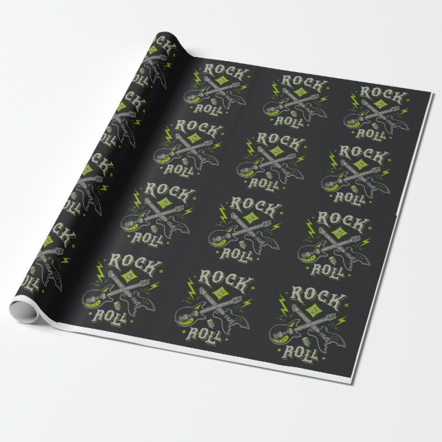 Rock Music Pattern  Wrapping Paper (Unrolled)