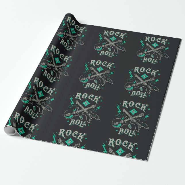 Rock Music Pattern Wrapping Paper (Unrolled)