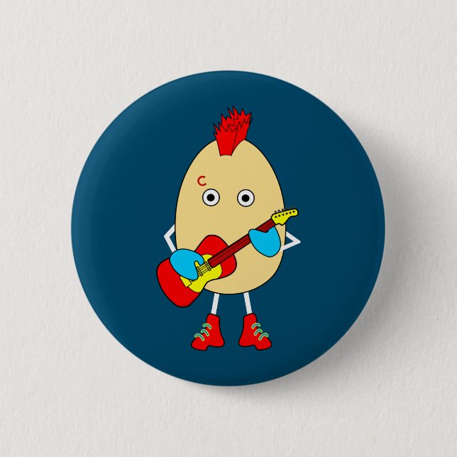 Rock Musician Egghead 6 Cm Round Badge (Front)