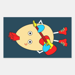 Rock Musician Egghead Rectangular Sticker