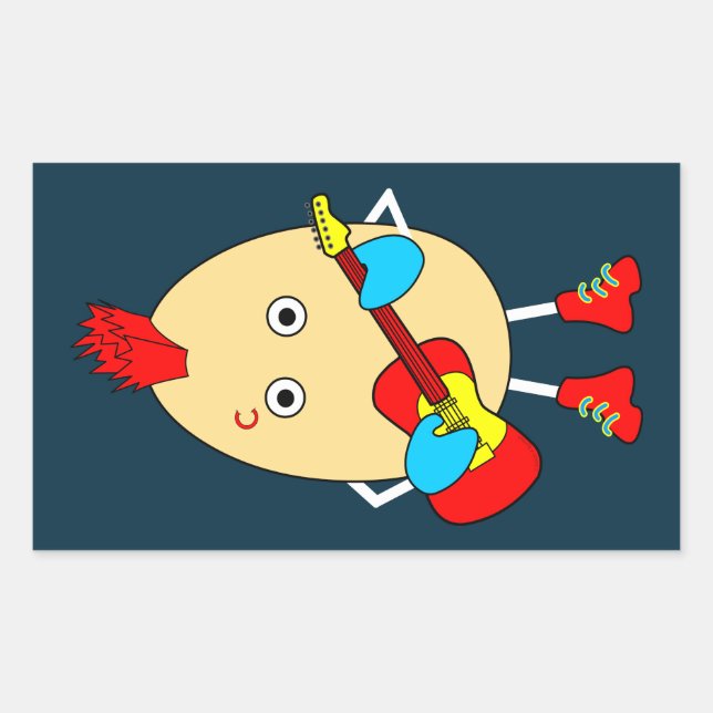 Rock Musician Egghead Rectangular Sticker (Front)