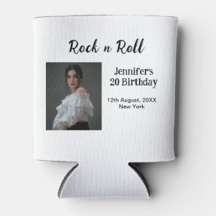 Rock n roll 20th birthday girl photo elegant moder can cooler