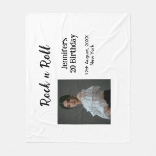 Rock n roll 20th birthday girl photo elegant moder fleece blanket