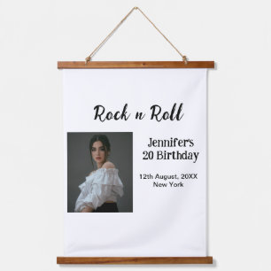 Rock n roll 20th birthday girl photo elegant moder hanging tapestry