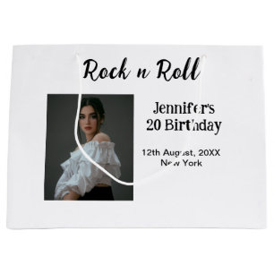Rock n roll 20th birthday girl photo elegant moder large gift bag