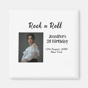 Rock n roll 20th birthday girl photo elegant moder magnet