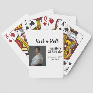 Rock n roll 20th birthday girl photo elegant moder playing cards