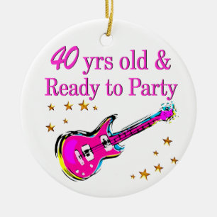 ROCK N ROLL 40TH CERAMIC TREE DECORATION