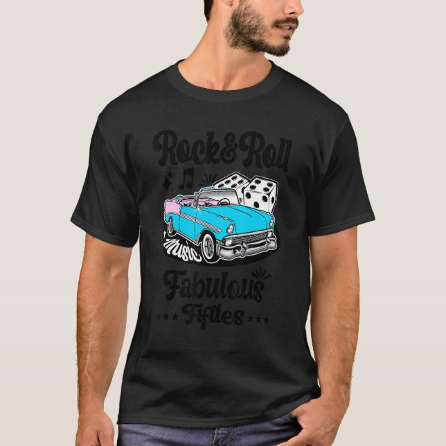 Rock N Roll 50s Sock Hop Rockabilly Classic Car  G T-Shirt (Front)