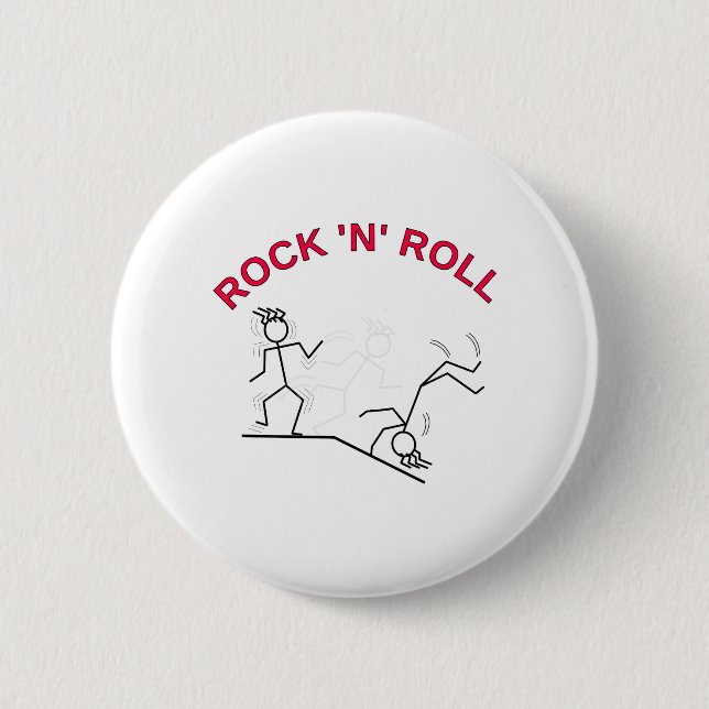 Rock 'N' Roll 6 Cm Round Badge (Front)