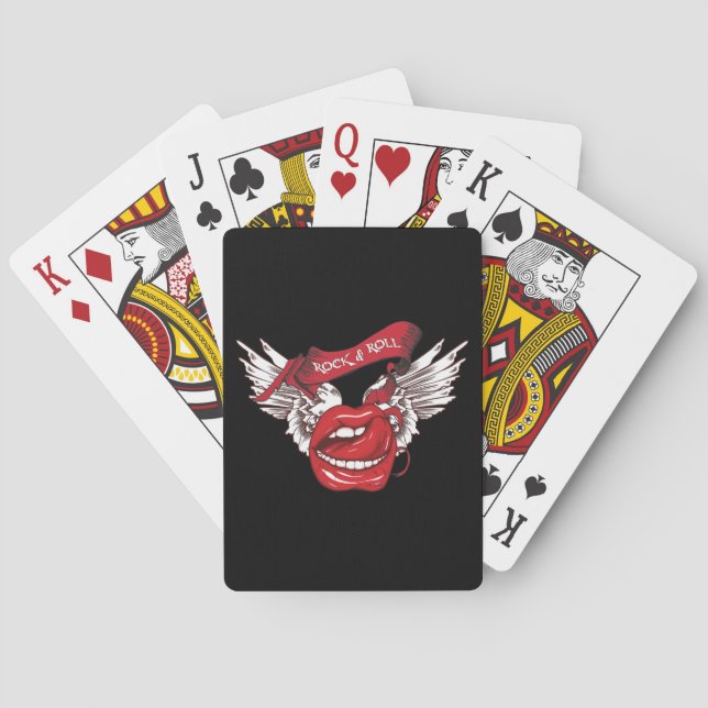 Rock n Roll Angel Lips Playing Cards (Back)