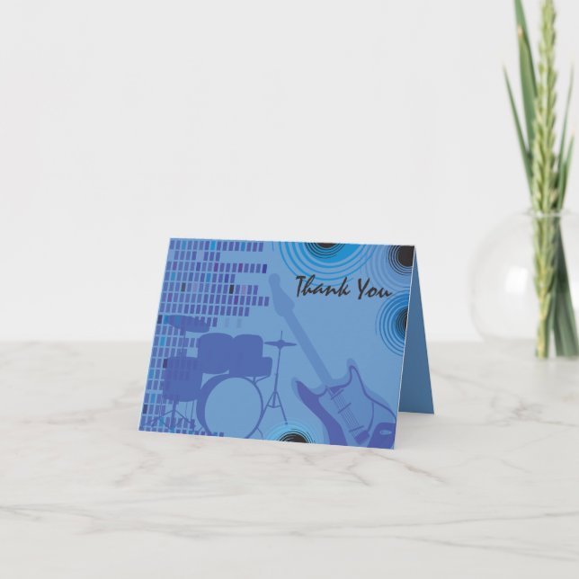 Rock n Roll Bar Bat Mitzvah Thank You Card (Front)