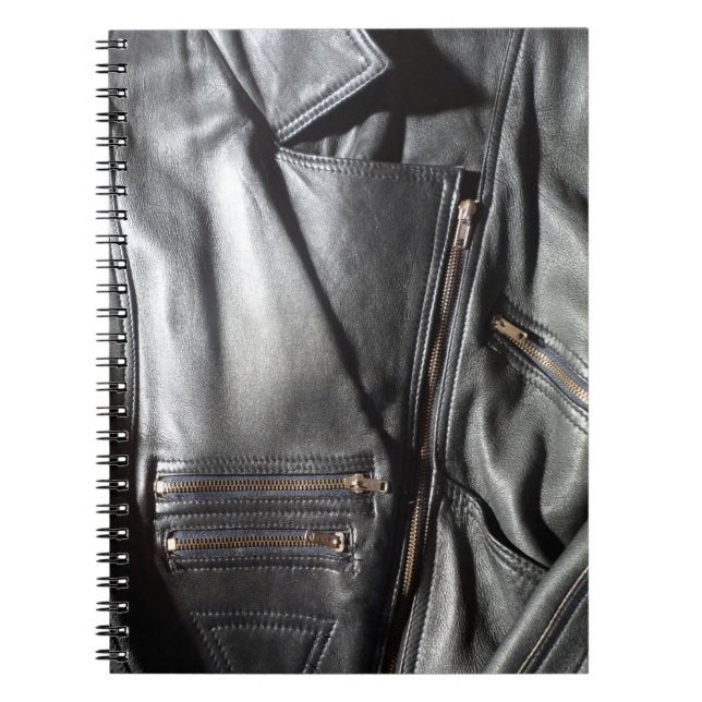 Rock n Roll Black Leather Jacket Photo Print Notebook (Front)