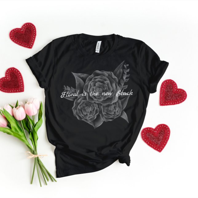 Rock n Roll Black Monochromatic Floral  Baby T-Shirt (Creator Uploaded)