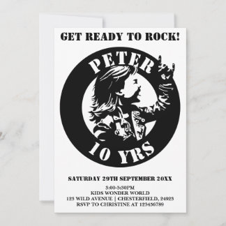 Rock 'n' Roll Boys' Birthday Party Invitation Card