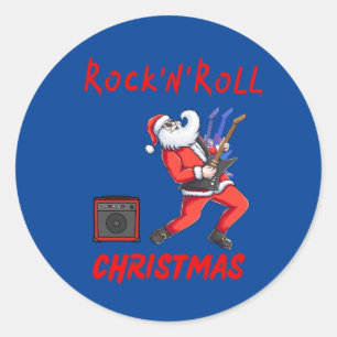 Rock-N-Roll Christmas Classic Round Sticker