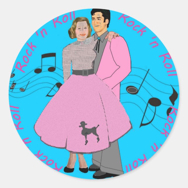 Rock ' n Roll Classic Round Sticker (Front)