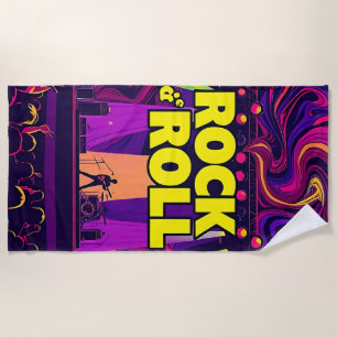 Rock n Roll Concert Stage Beach Towel
