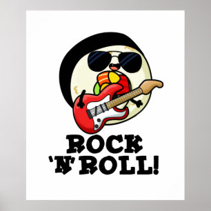 Rock n Roll Cute Sushi Roll Pun Poster