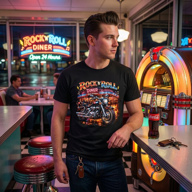 Rock 'N' Roll Diner Retro Biker Tri-Blend Shirt (Creator Uploaded)