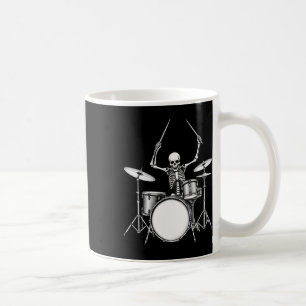 Rock N Roll Drummer Skeleton Playing Drums Coffee Mug