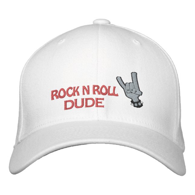 ROCK N ROLL DUDE Embroidered Hat (Front)