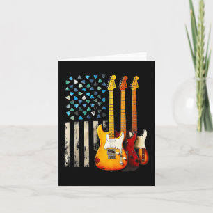 Rock N Roll Electric Guitar Retro Usa American Fla Card