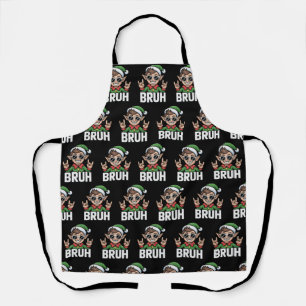 Rock n Roll Elf Bruh Funny Saying Meme Christmas Apron