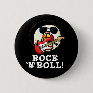 Rock n Roll Funny Sushi Roll Pun Dark BG 6 Cm Round Badge