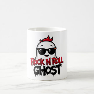 Rock N Roll Ghost Mug, Fun Halloween Graphic T Coffee Mug