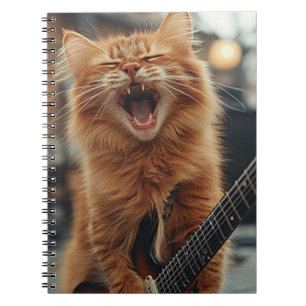 Rock N Roll Ginger Guitar Cat Rockstar Notebook