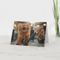 Rock N Roll Ginger Guitar Cat Rockstar