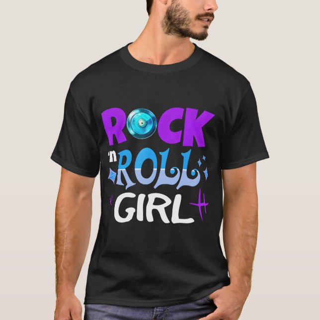 Rock N Roll Girl Rock Lover Music T-Shirt (Front)