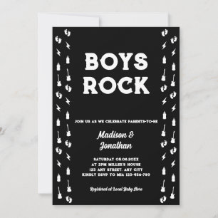 Rock N Roll Guitar Music Edgy Boy Baby Shower  Invitation