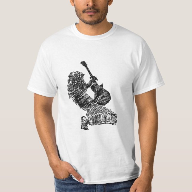 Rock N Roll Guitar Player T-Shirt I Love Rock (Front)