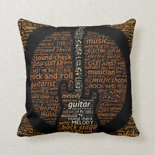 Rock n Roll Guitar Player Word Art Cushion