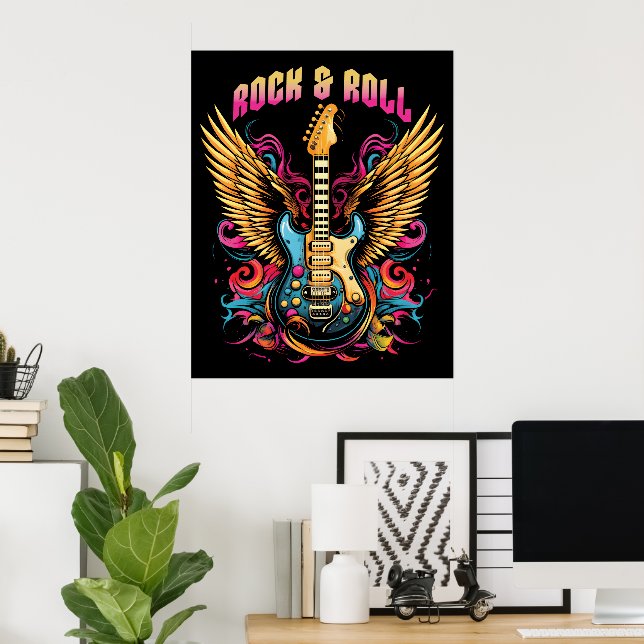 Rock n Roll Guitar wings Poster (Home Office)