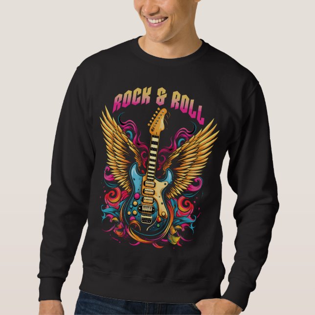 Rock n Roll Guitar wings Sweatshirt (Front)