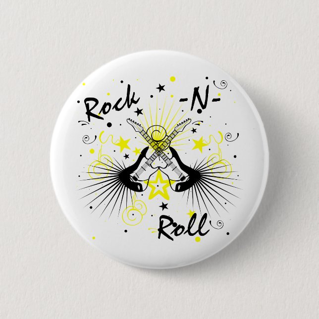 Rock n Roll Guitars 6 Cm Round Badge (Front)