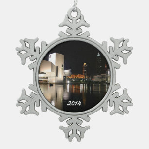 Rock n' Roll Hall of Fame, Cleveland Snowflake Pewter Christmas Ornament
