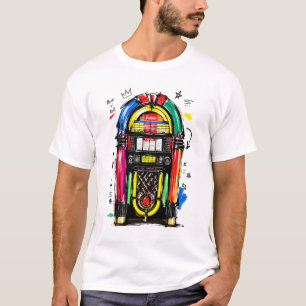 Rock N Roll Jukebox Colourful Retro Art T-Shirt