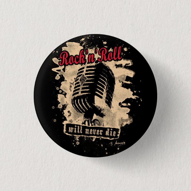 Rock-n-Roll Microphone - red 3 Cm Round Badge (Front)