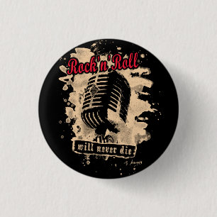 Rock-n-Roll Microphone - red 3 Cm Round Badge