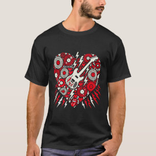 Rock N Roll Music Heart Valentine Rock Music Women T-Shirt