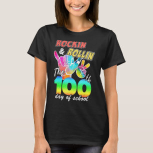 Rock N Roll Music Rockin And Rollin The 100th Day T-Shirt