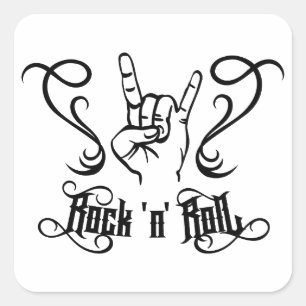 Rock 'n' Roll Music Symbol Square Sticker