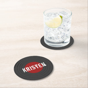Rock N Roll Personalised Vinyl Record Round Paper Coaster